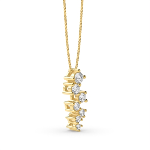 4 Prong Round Yellow Gold Uneven statement Pendant Necklaces
