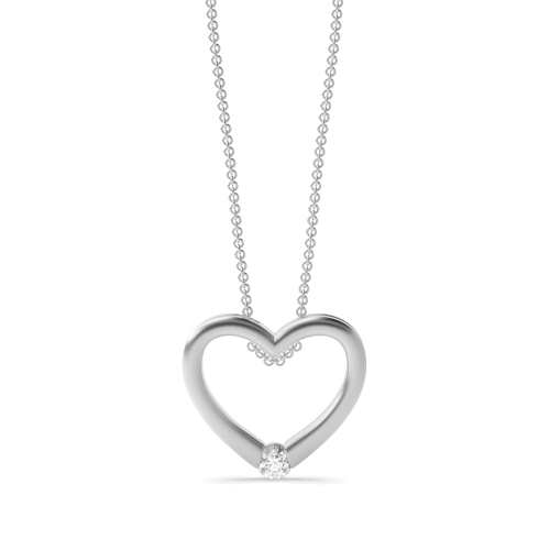 Channel Setting Round Heart Pendant Necklaces