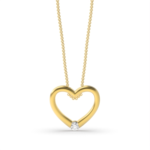 Channel Setting Single Diamond Heart Necklace (11.50Mm X 12.60Mm)