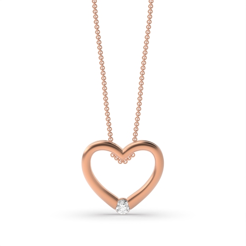 Channel Setting Round Rose Gold Heart Pendant Necklace