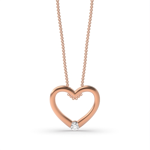 Channel Setting Round Rose Gold Pendant Necklaces