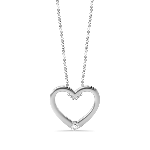 Channel Setting Round Heart Pendant Necklaces