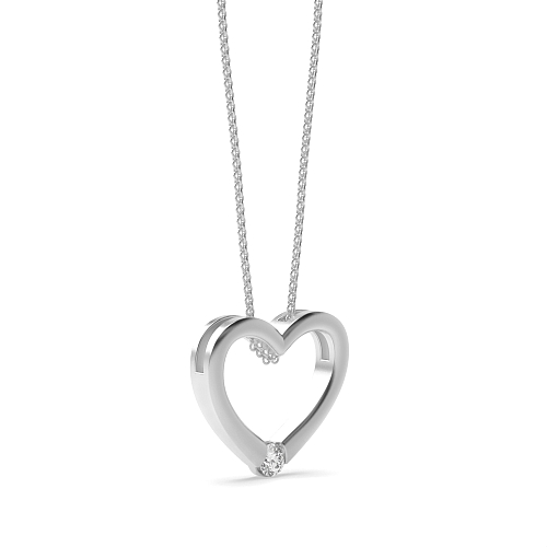 Channel Setting Round Heart Pendant Necklaces