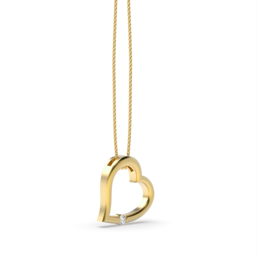 Channel Setting Round Yellow Gold Stone Pendant Necklaces