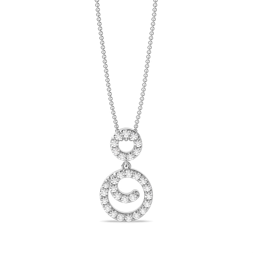 Pave Setting Round Spiralled Naturally Mined Diamond Pendant Necklaces