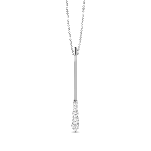 Pave Setting Round Mirage Glimmer Drop Pendant Necklace