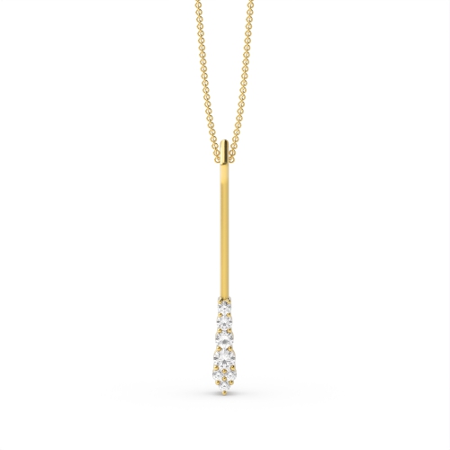 Pave Setting Round Yellow Gold Long mirage Pendant Necklaces
