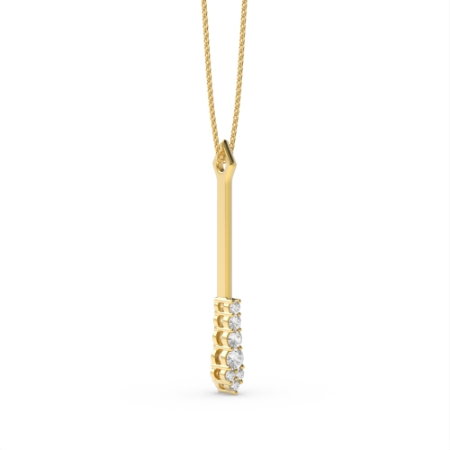 Pave Setting Round Yellow Gold Long mirage Pendant Necklaces