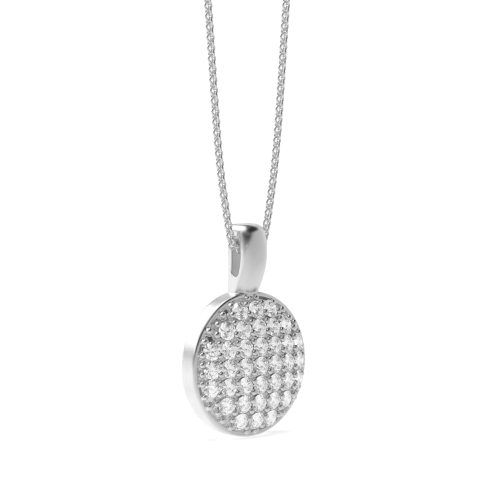 Pave Setting Round Circle Pendant Necklace