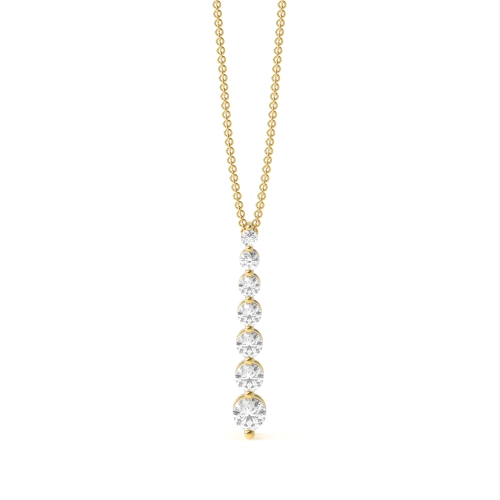4 Prong Round Yellow Gold Seven stone graduating Pendant Necklaces