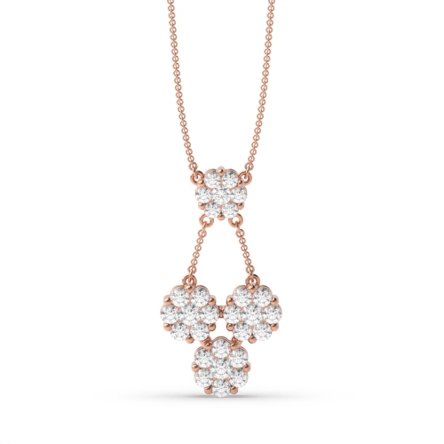 Pave Setting Cluster Drop Diamond Statement Necklaces (25.50mm X 13.40mm)