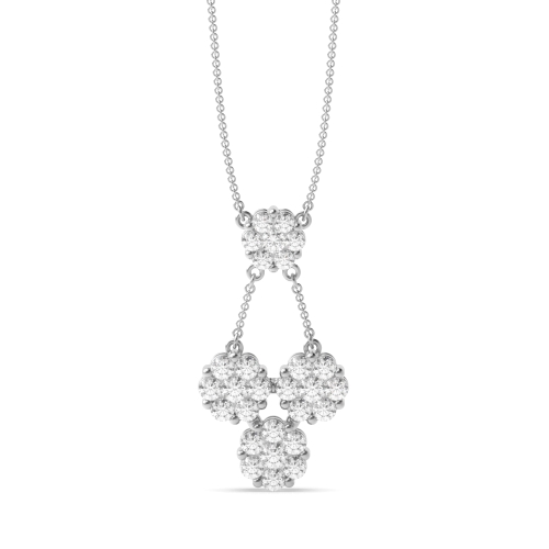 Pave Setting Cluster Drop Lab Grown Diamond Statement Necklaces (25.50mm X 13.40mm)