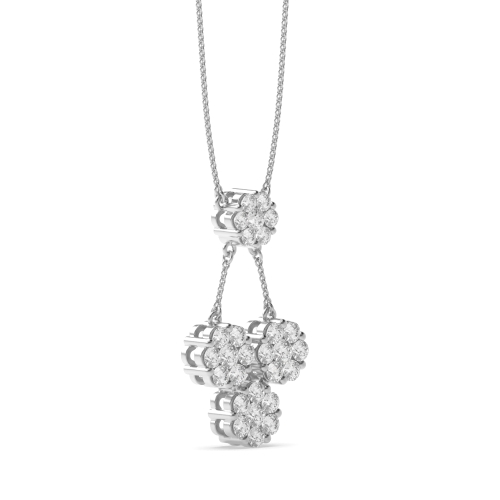 Pave Setting Cluster Drop Diamond Statement Necklaces (25.50mm X 13.40mm)