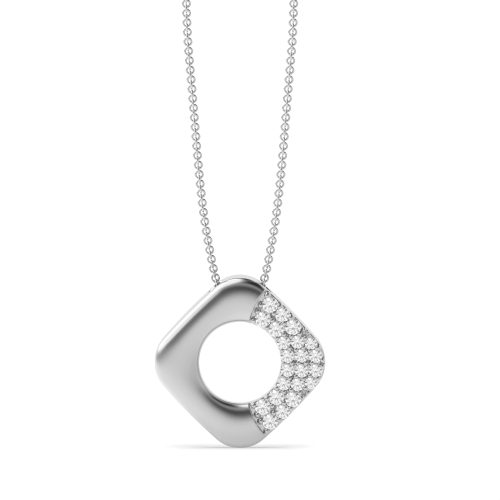 4 Prong Round Half set Pendant Necklaces