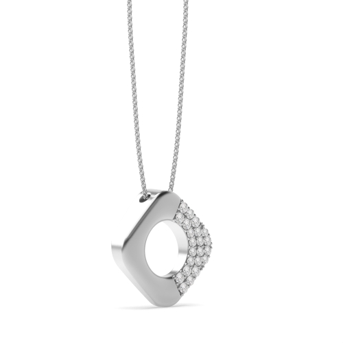 4 Prong Round Half set Pendant Necklaces
