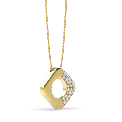 4 Prong Round Yellow Gold Half set Pendant Necklaces