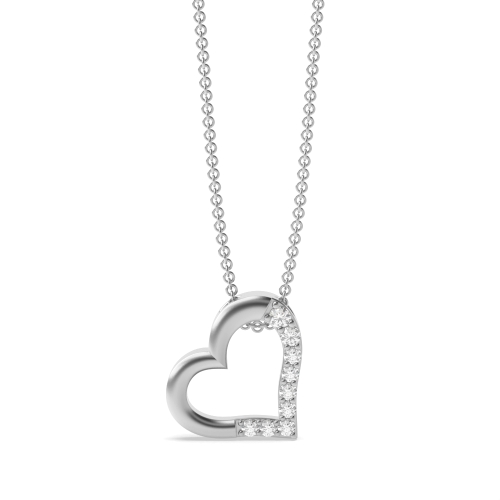 4 Prong Round Silver Heart Pendant Necklace