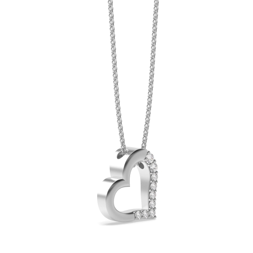 4 Prong Round Silver Heart Pendant Necklace