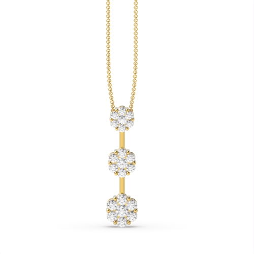 6 Prong Round Yellow Gold Journey Pendant Necklaces