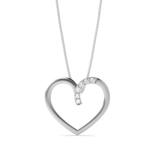 4 prong setting round shape diamond heart style pendant
