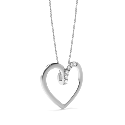 4 Prong Round Silver Heart Pendant Necklace