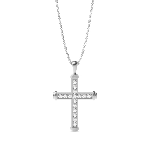 pave setting round shape diamond cross pendant