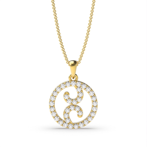 4 Prong Round Yellow Gold Flare Pendant Necklaces