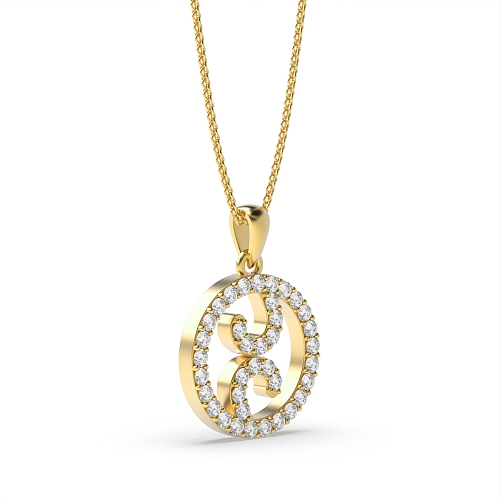 4 Prong Round Yellow Gold Flare Pendant Necklaces