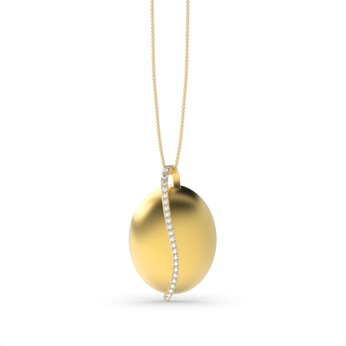 4 Prong Round Yellow Gold Oval shaped Pendant Necklaces