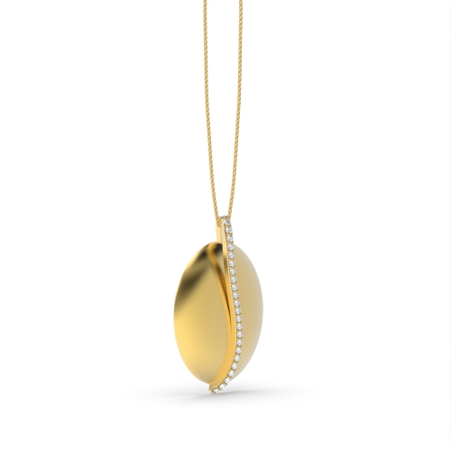 4 Prong Round Yellow Gold Oval shaped Pendant Necklaces