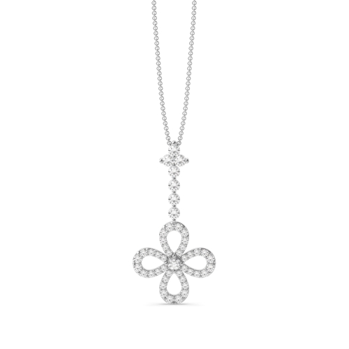 4 Prong Round Drop flower Pendant Necklaces
