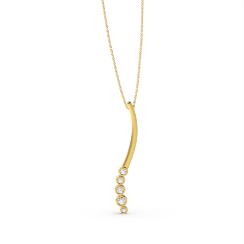 Bezel Setting Round Yellow Gold Graduating Pendant Necklaces