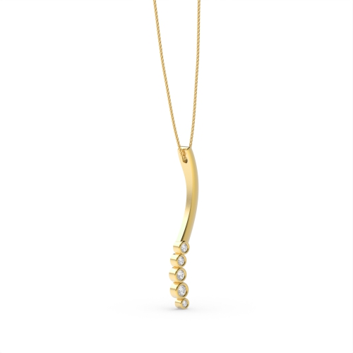Bezel Setting Round Yellow Gold Graduating Pendant Necklaces