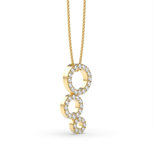 4 Prong Round Yellow Gold Dazzle Pendant Necklaces