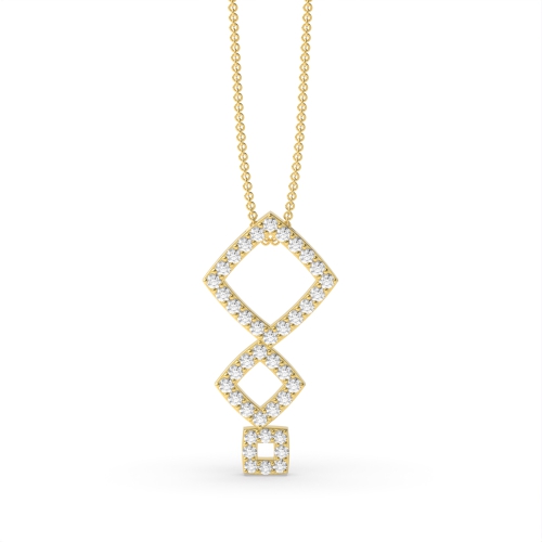 Pave Setting Round Yellow Gold Designer Pendant Necklaces