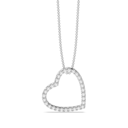 pave setting heart design round diamond pendants