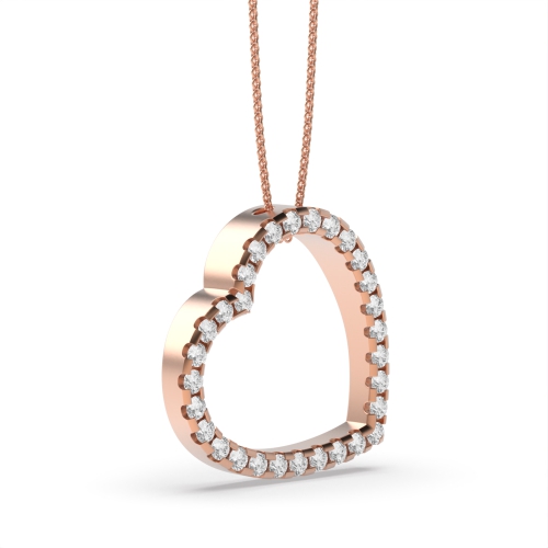 Pave Setting Round Rose Gold Glisten Heart Pendant Necklace