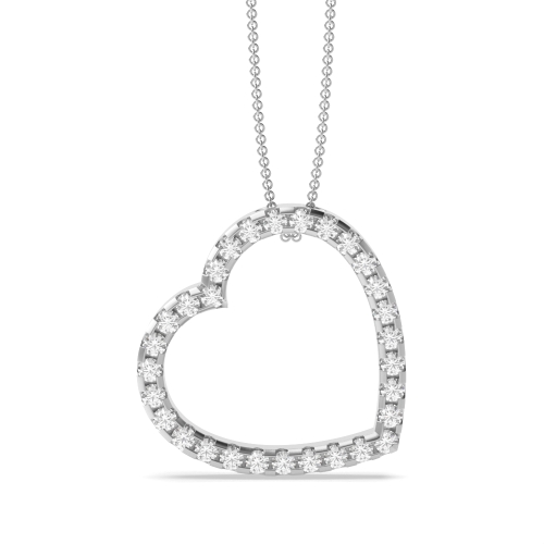 Pave Setting Round White Gold Glisten Heart Pendant Necklace