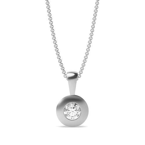 Bezel Setting Round Classic petit Lab Grown Diamond Pendant Necklaces