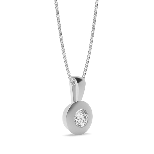 Bezel Setting Round Classic petit Lab Grown Diamond Pendant Necklaces