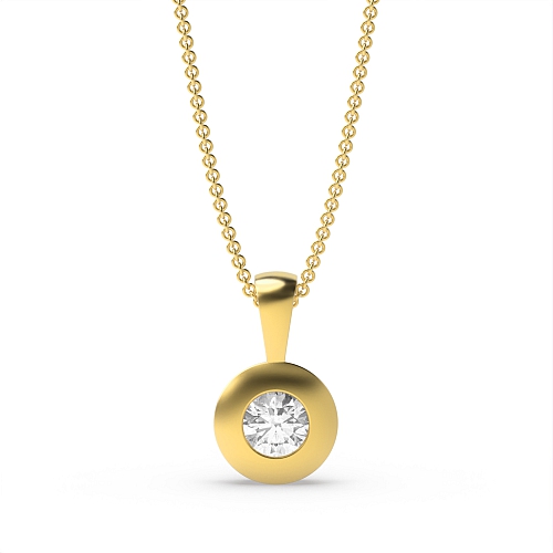 Bezel Setting Round Yellow Gold Classic petit Pendant Necklaces