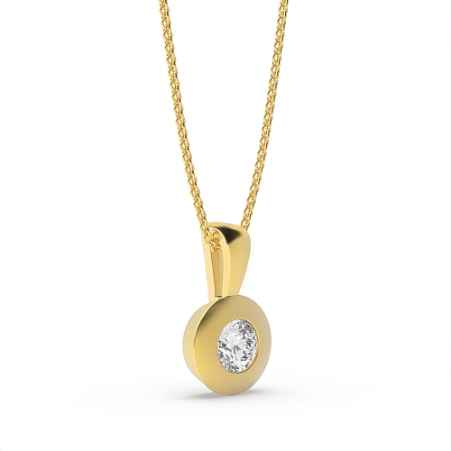 Bezel Setting Round Yellow Gold Classic petit Pendant Necklaces