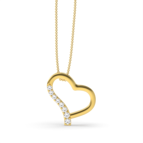 prong setting heart design round diamond pendants