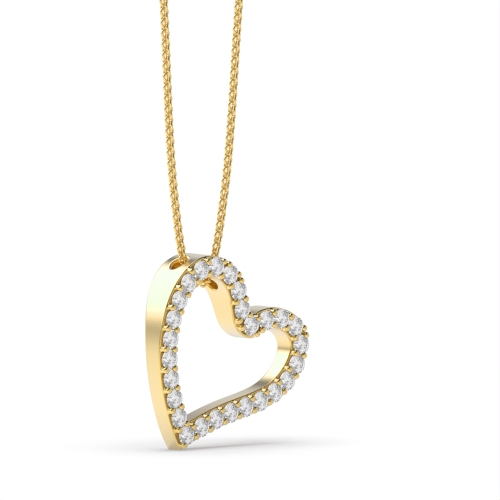 Pave Setting Stylish Heart Diamond Statement Necklaces (14.00mm X 14.00mm)