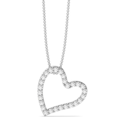 Pave Setting Round White Gold Heart Pendant Necklace