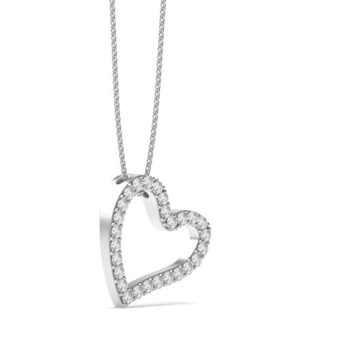 Pave Setting Round White Gold Heart Pendant Necklace