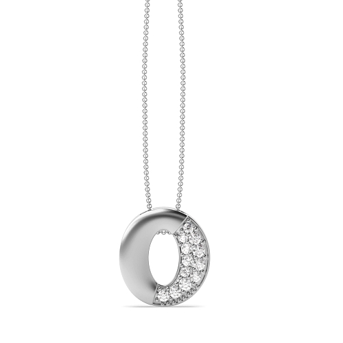 Pave Setting Round Flash Circle Pendant Necklace