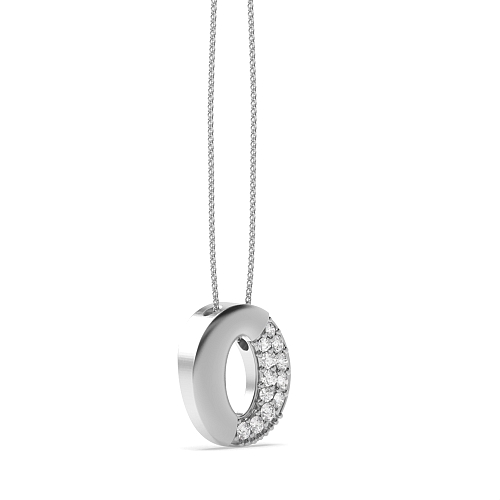 Pave Setting Round Flash Circle Pendant Necklace