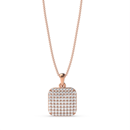 4 Prong Round Rose Gold Gleam Cluster Pendant Necklaces