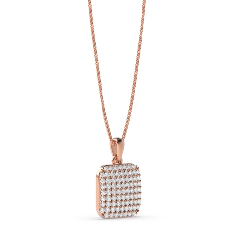 4 Prong Round Rose Gold Gleam Cluster Pendant Necklaces